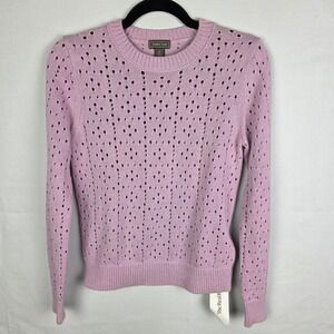 Point Sur J.Crew Lavender Purple Eyelet Pointelle Cotton Sweater Womens Small